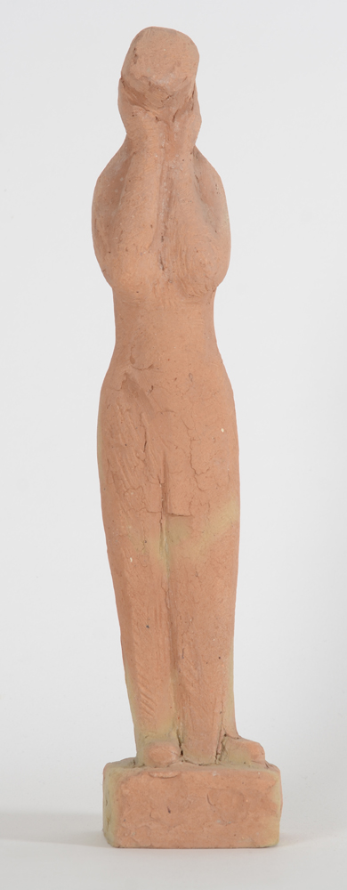 Roger Bracke, a grieving figure, lightly fired clay, probably unique — View from the front