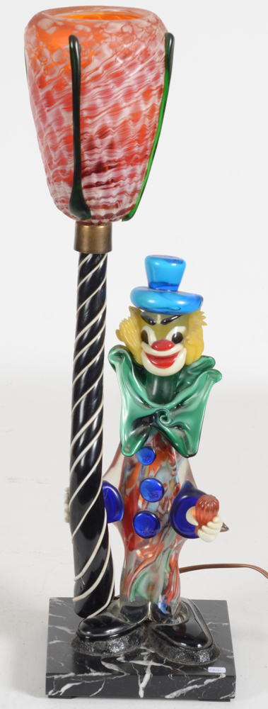an amusing Murano Clown lamp — View from the front, above