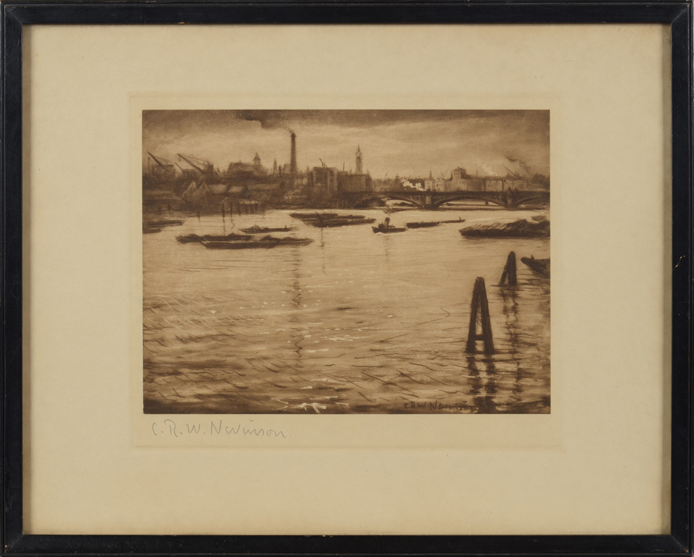 C.R.W. Nevinson — The Thames at Blackfriars, heliograph