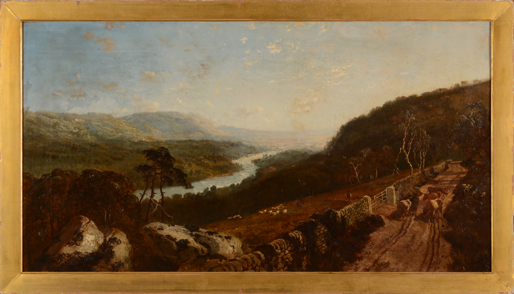Edmund-John Niemann — Vue panoramique d'une vallee, probablement en Angleterre, huile sur toile