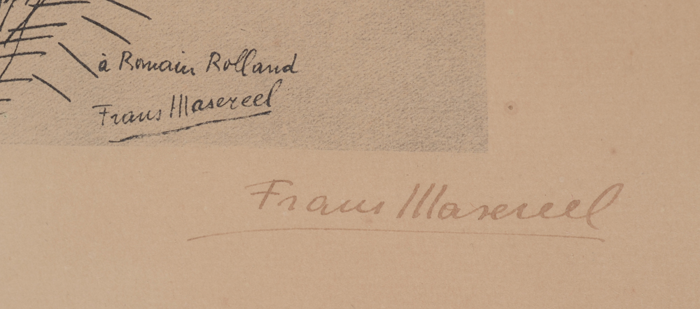 Frans Masereel 'À Romain Rolland' print after a pen drawing of 1919 — Signature written in ink, bottom right