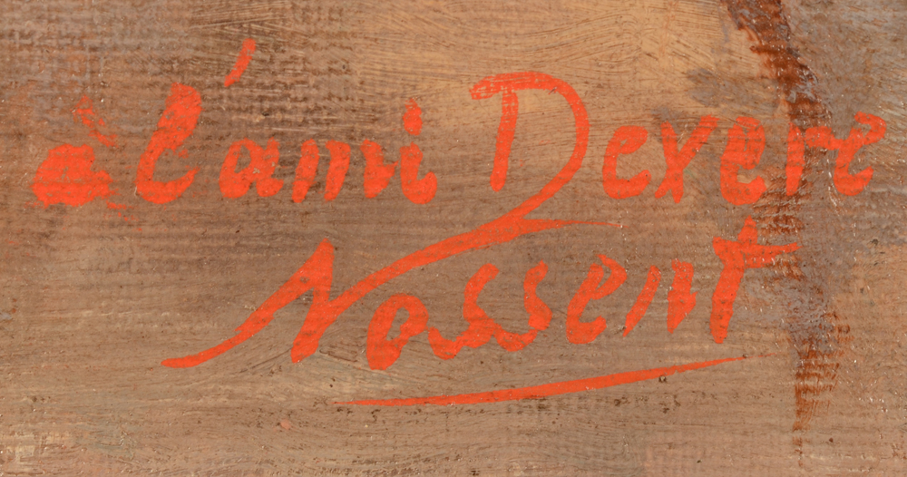 Nossent — Signature of the artist and dedication 'à l'ami Devere' bottom left