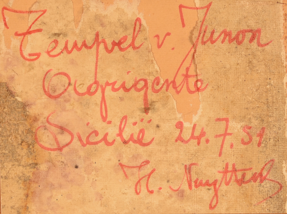 Henri Nuyttens — Back of the painting with annotation by the artist