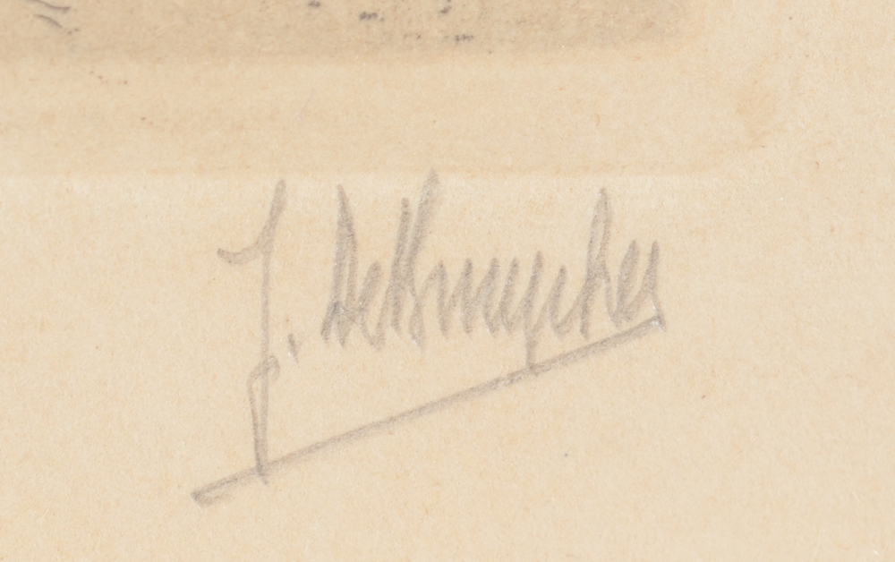 Jules De Bruycker, an etching from the 'Gens de chez Nous' series — Signature by the artist, bottom right