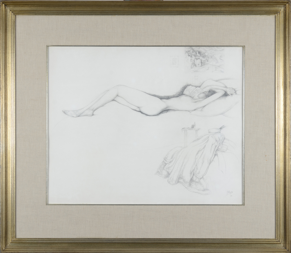 Jules De Bruycker Recling Nude Drawing — In a later frame