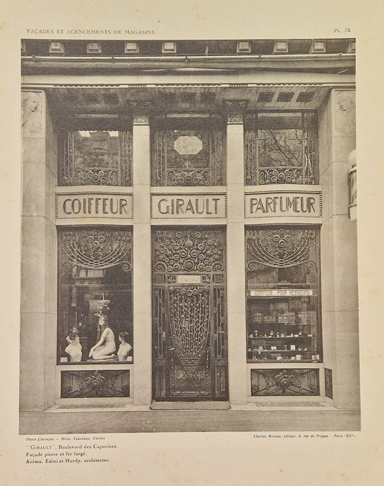 René Herbst Nouvelles devantures et agencements de magasins parisiens — Coiffeur-parfumier Girault à Paris, an art deco design by the architects Azéma, Erdrei and Hardy