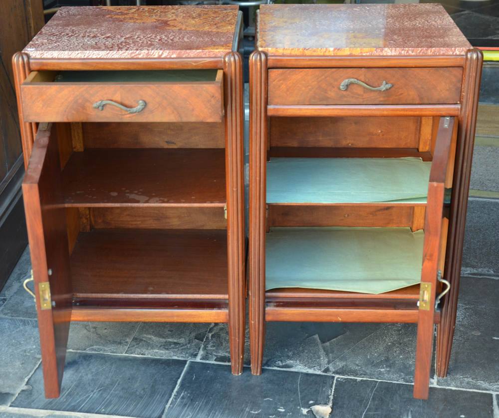 A pair of art deco cupboards 1920's — The cupboards open