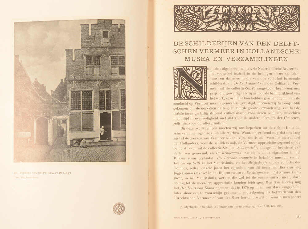 Onze Kunst 1908 — Article on Vermeer