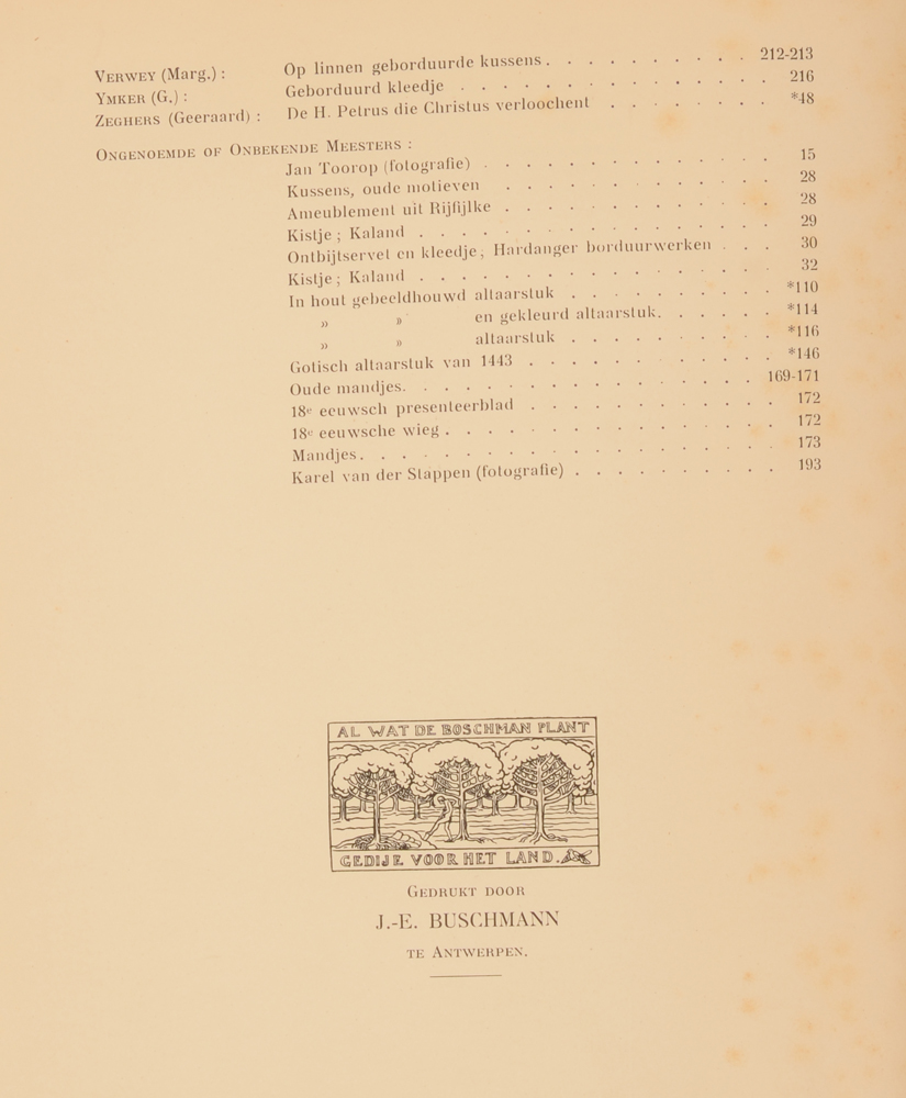 Onze Kunst 1911 — Table of contents end of 1st half year
