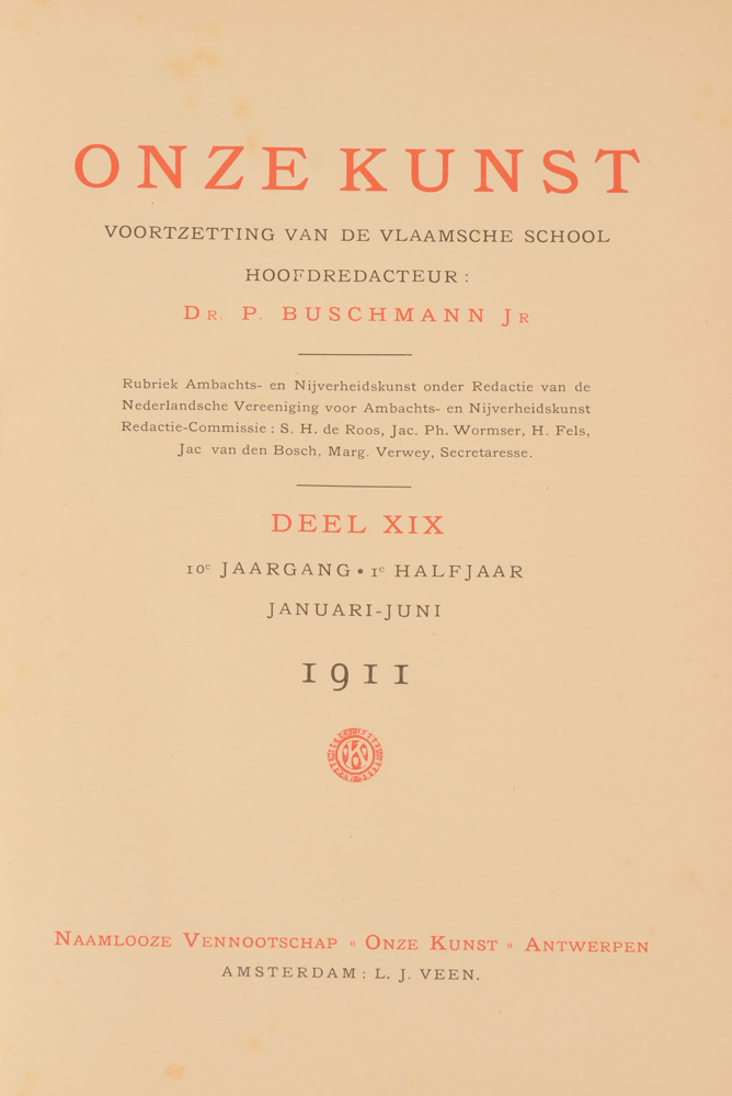 Onze Kunst 1911 — title page 1st half year