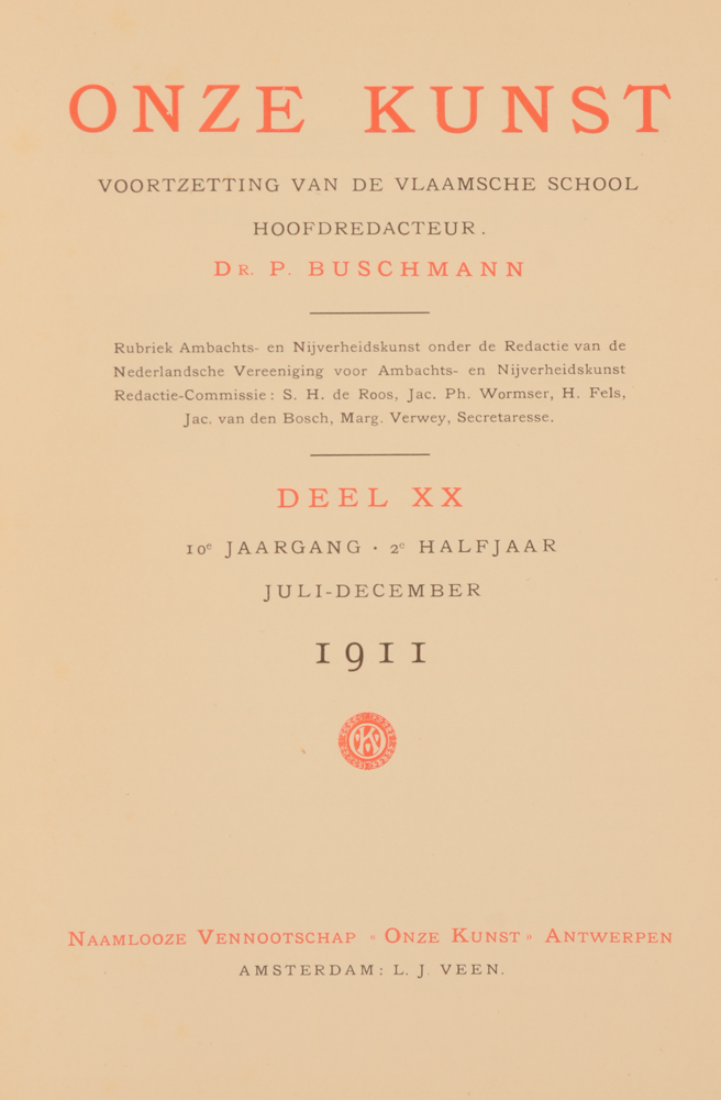 Onze Kunst 1911 — Title page of 2nd half year