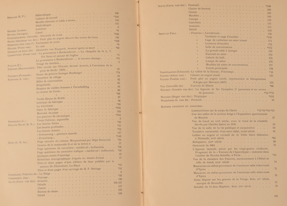 Art Flamand et Hollandais 1913 — Table of contents, suite