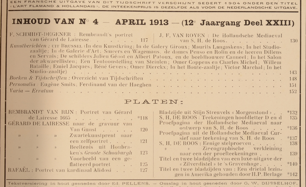 Onze Kunst 1913 — April issue table