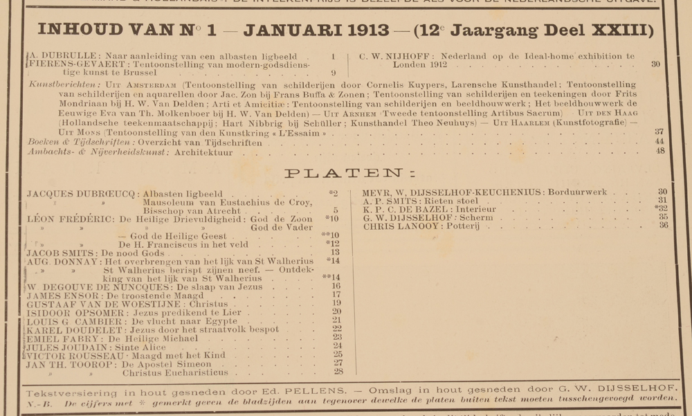 Onze Kunst 1913 — Table January