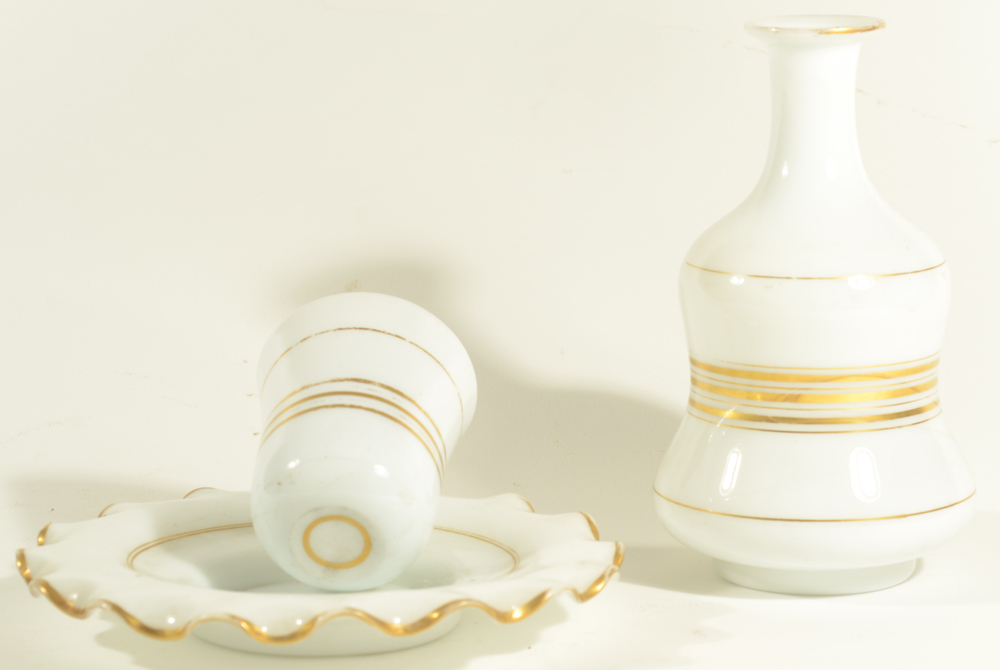 Opaline Drinking Set — Sets like these were designed to sit on a night stand, for drinking water