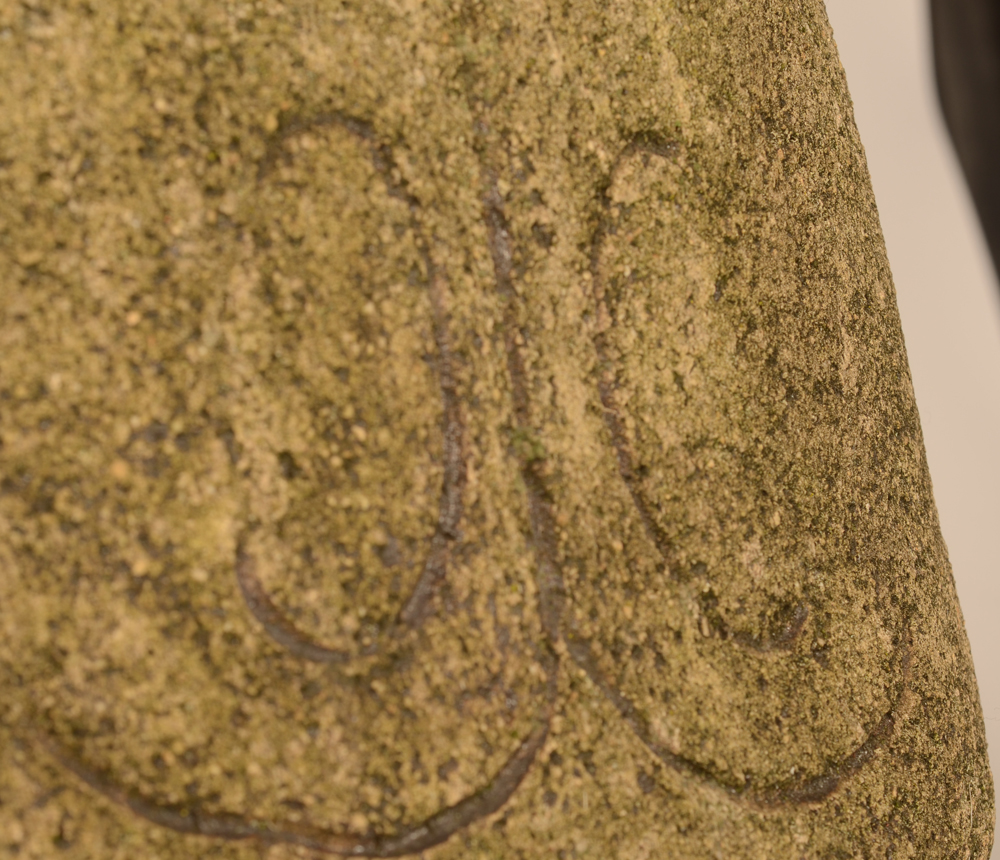 B. Otte Ceramic Stone Sculpture — Detail of one of four equally engraved sides