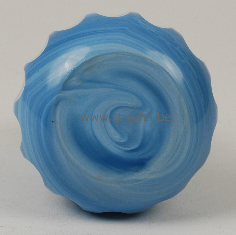 Blue glass vase: detail of the base.