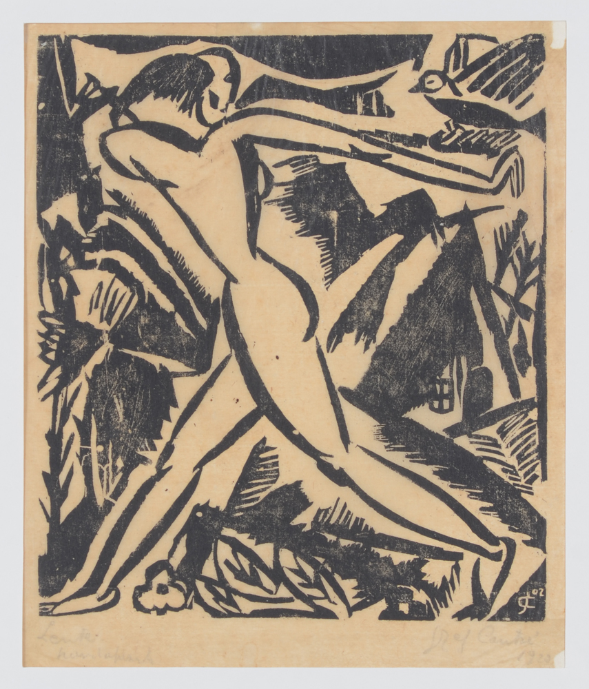 Jozef Cantré — Printemps, gravure sur bois originale de 1920, signée et datée