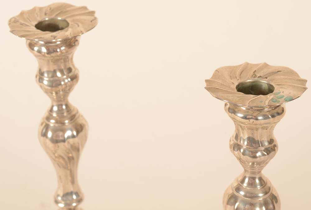 Workshop of Alfred Roger — both candlesticks with detachable nozzles