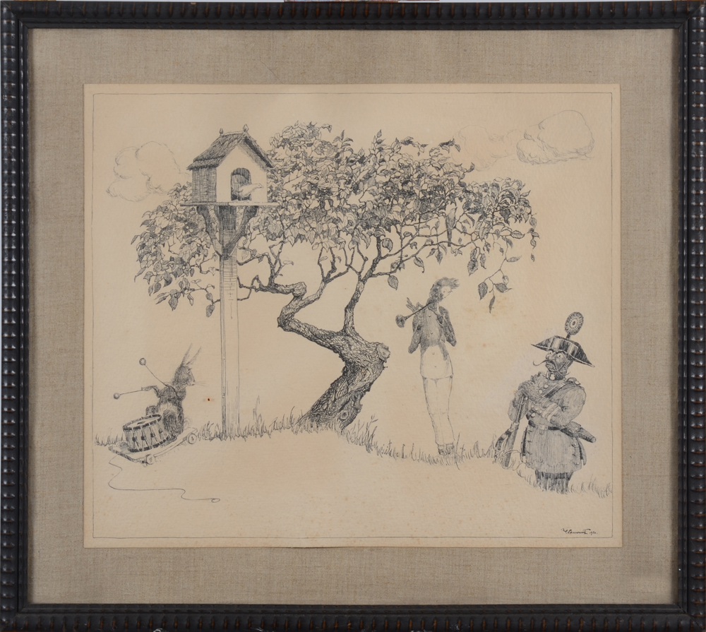 Maurice Pauwaert — The drawing in its original frame