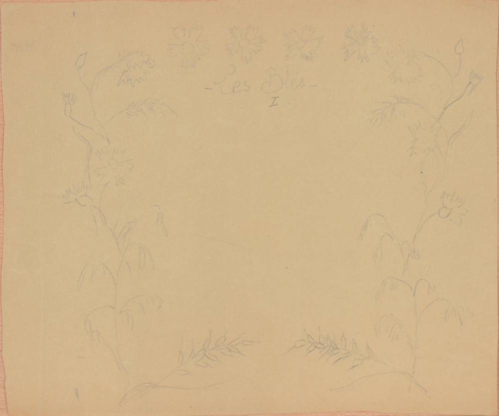 Anna De Weert Study drawing 'Les Bles I'  — Dessin original, crayon sur papier. non signé, sans cadre