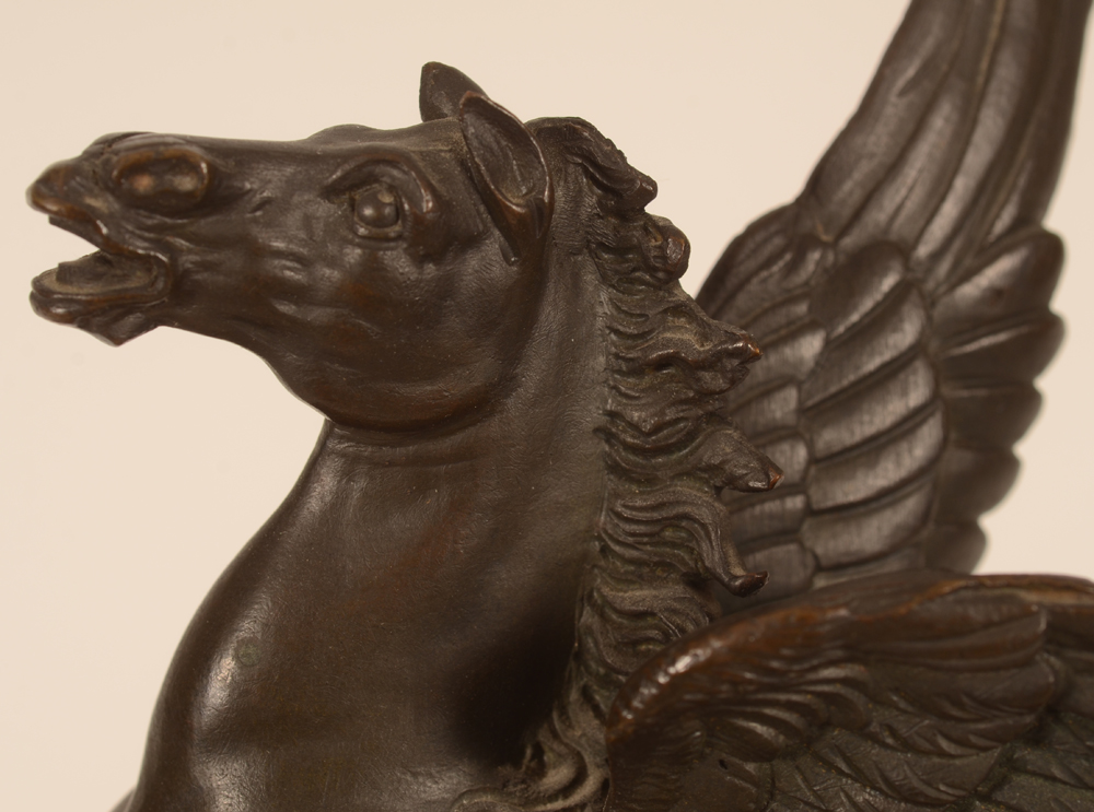 Charles X Pegasus clock — Detail of the horses head