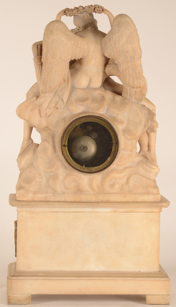Alabaster Clock — Backof the clock, in working condition but movement in need of a clean.