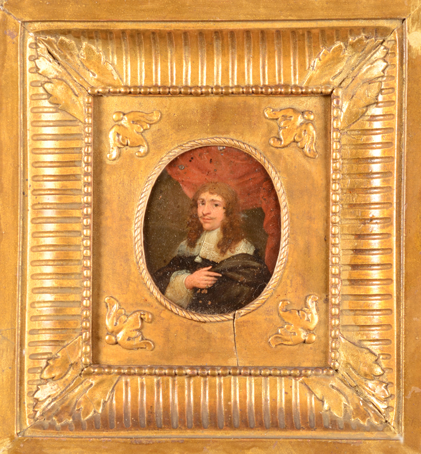 Portrait of a man 17th century — Beau petit portrait, huile sur cuivre, probablement 17ieme