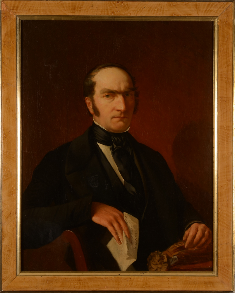 Portrait of a Tobacco merchant 1848 — Portrait d'un marchand de tabac à Anvers en 1848, huile sur toile non signée