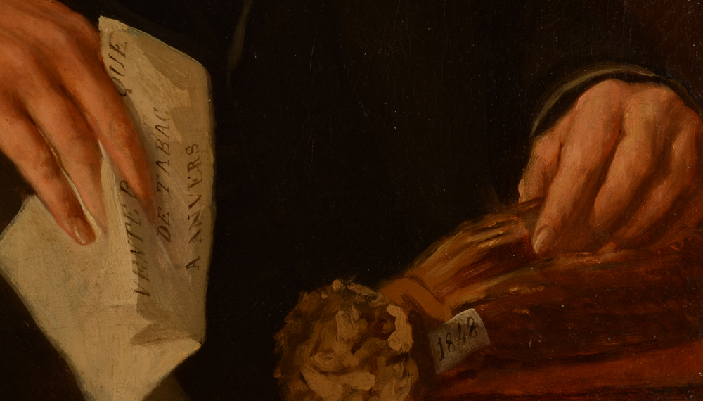 Portrait of a Tobacco merchant 1848 — Detail of the portrait