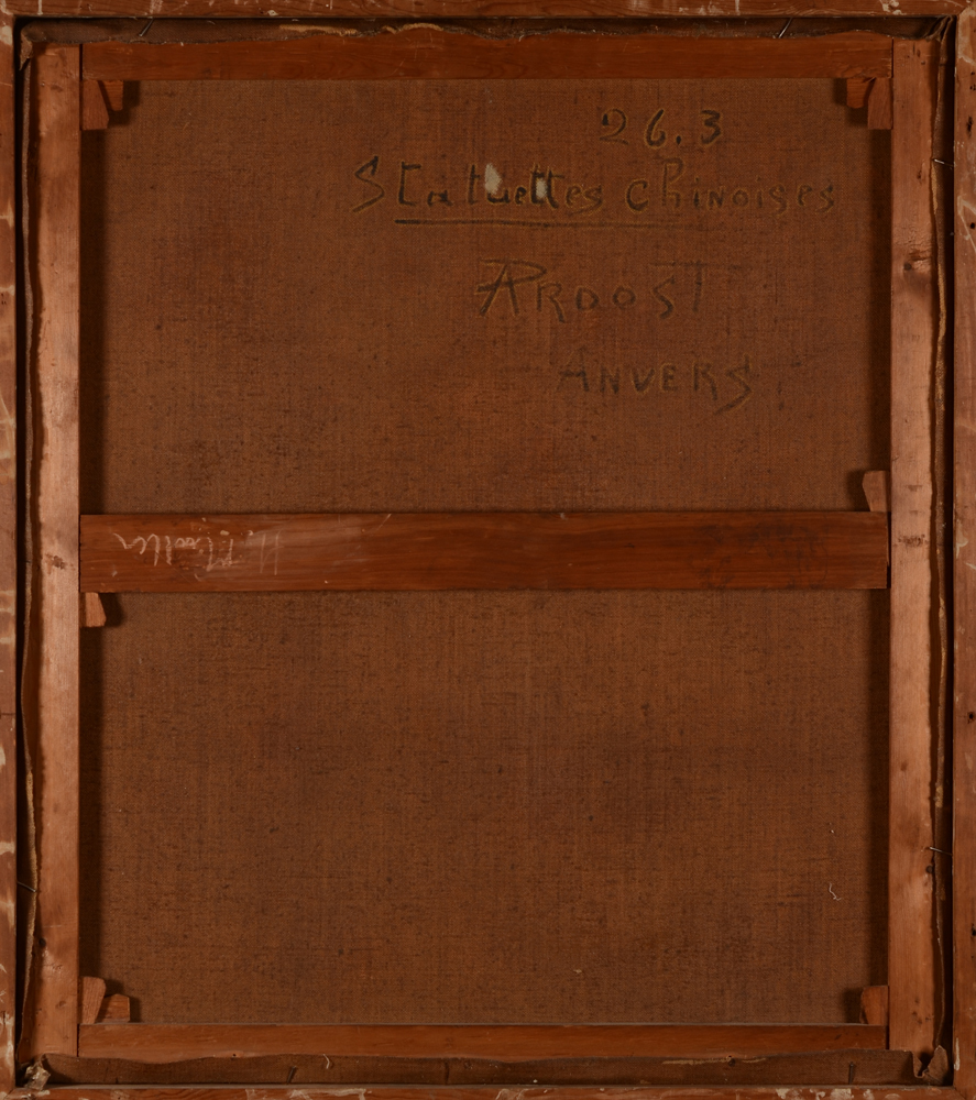 Alfons Proost — Back of the painting, with title and siganture and possibly the date