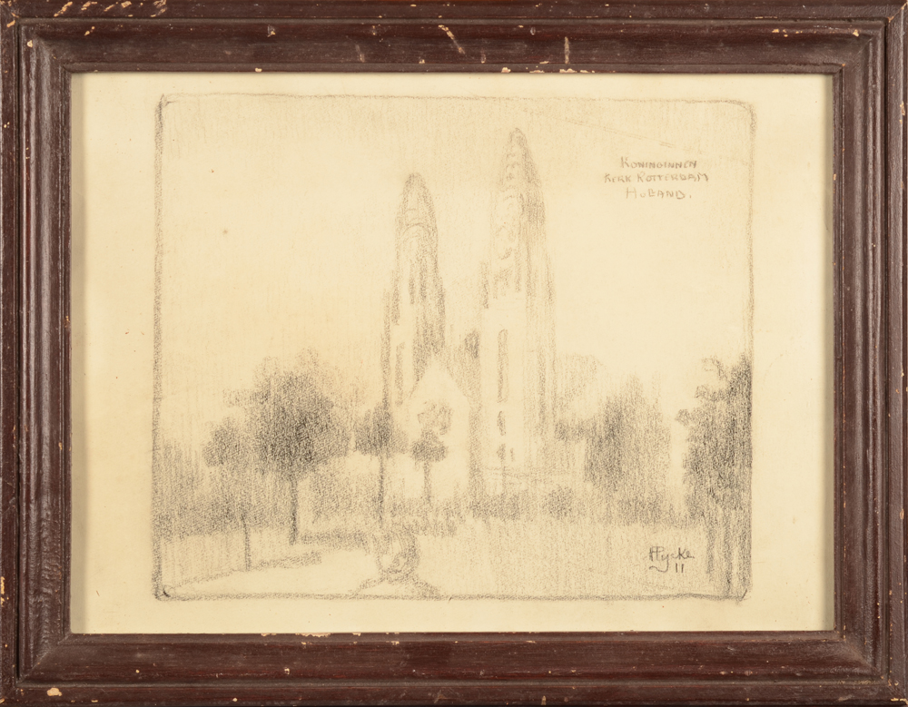 Francois Pycke — Een tekening van de Koniginnen Kerk te Rotterdam uit 1911.