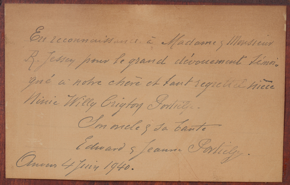Edward Portielje — Letter by the artist at the back, stating the painting was a gift by the artist to the first owner