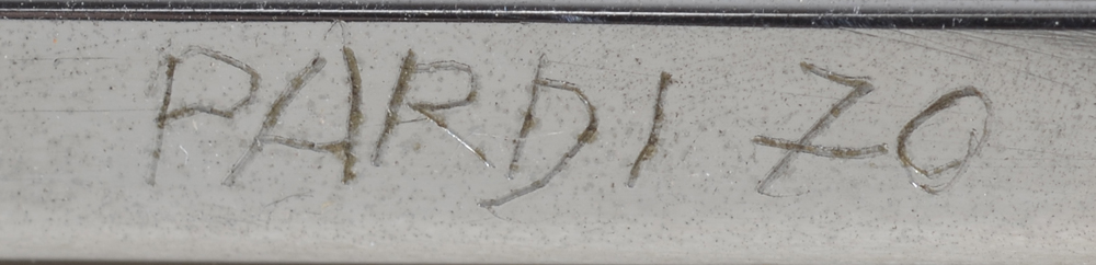 Giancarlo Pardi — signature of the artist and date on one of the metal ribs