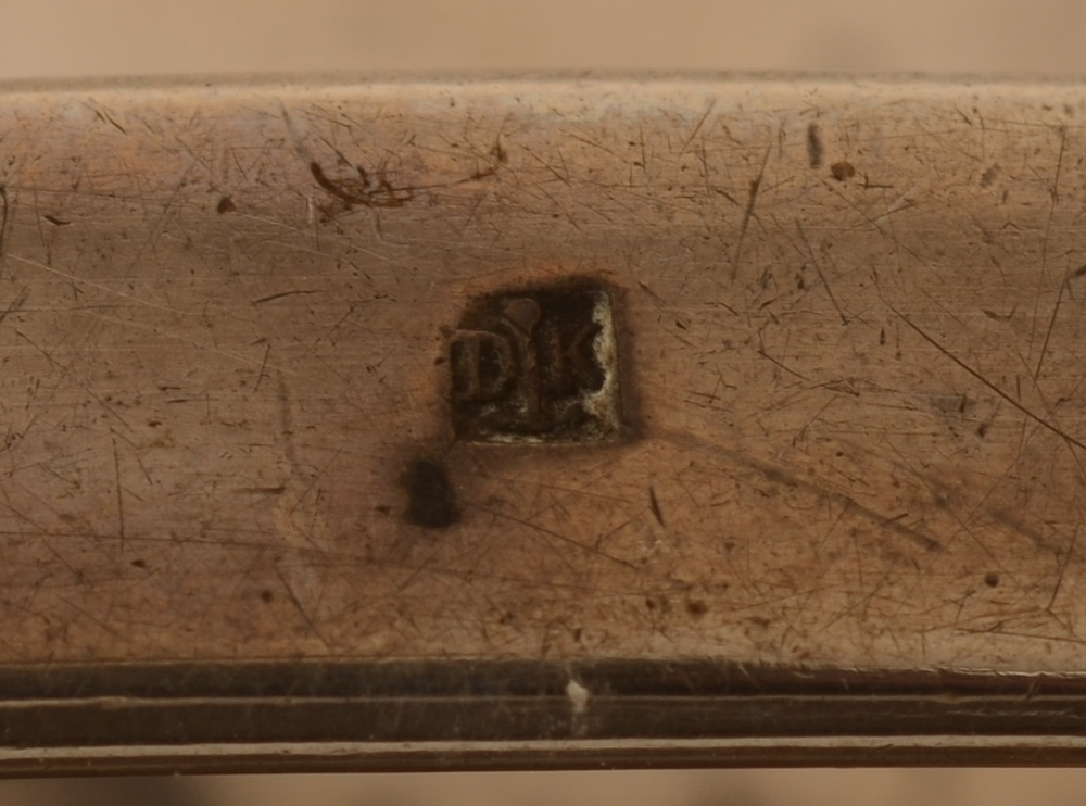 Silver relic holder St-Blasius — Makers mark of Lodewijk De Keukelaere: D K with an anchor in between