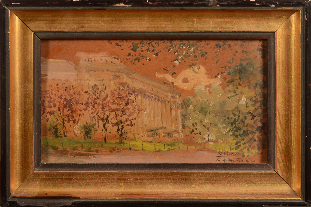 Gaston Restell — the painting in its original but damaged frame