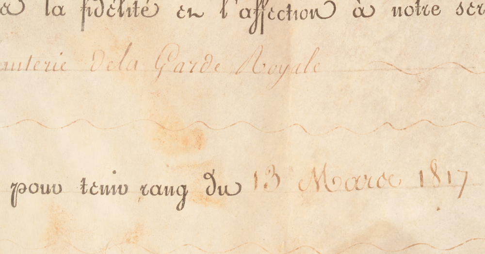 Louis XVIII — <p>Detail of the date of the document</p>