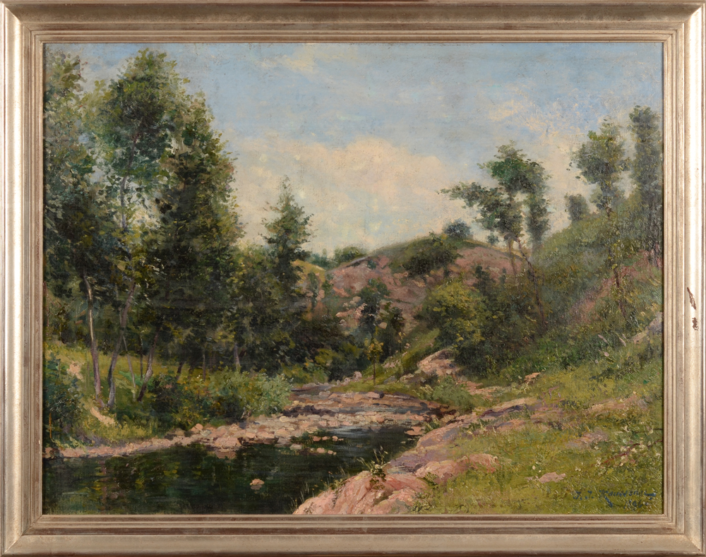 Jean Jacques Rousseau — <p>Paysage, huile sur toile signée et datée 1896</p>