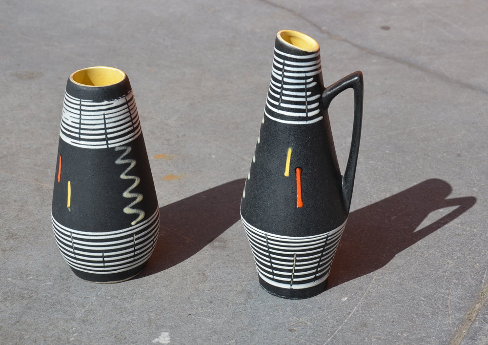 Scheurich — A set of two vases, same decoration, forms designed in 1959 and 1961.