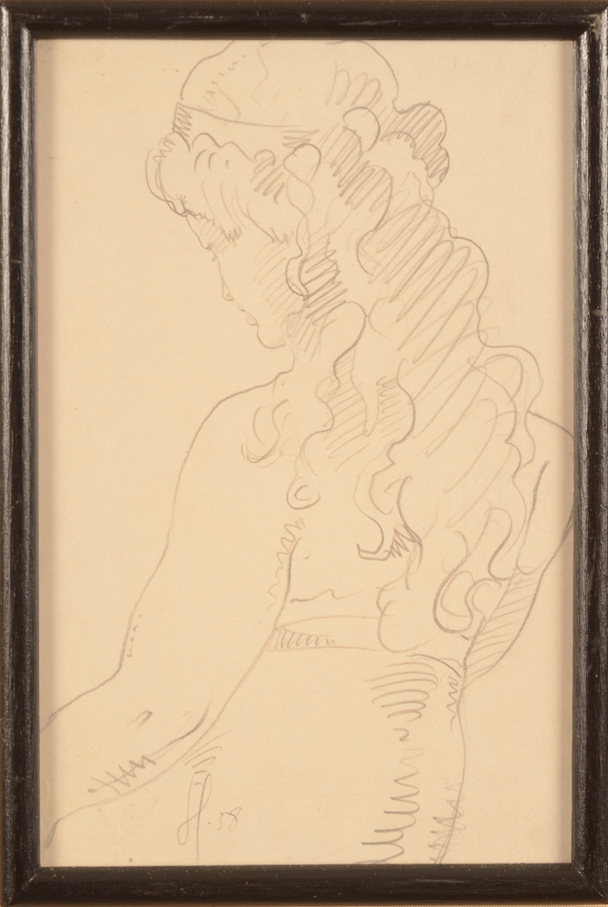 Victor Servranckx — Portrait d'une femme, vu de dos, 1938, monogrammé
