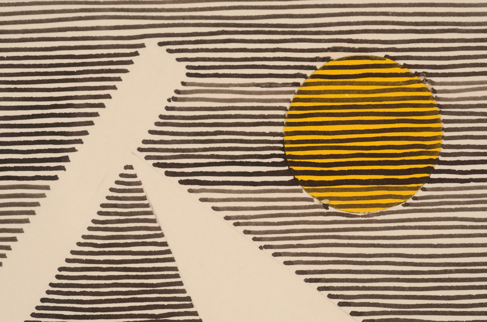 Michel Seuphor — <p>Detail of the drawing with collage of yellow circles</p>