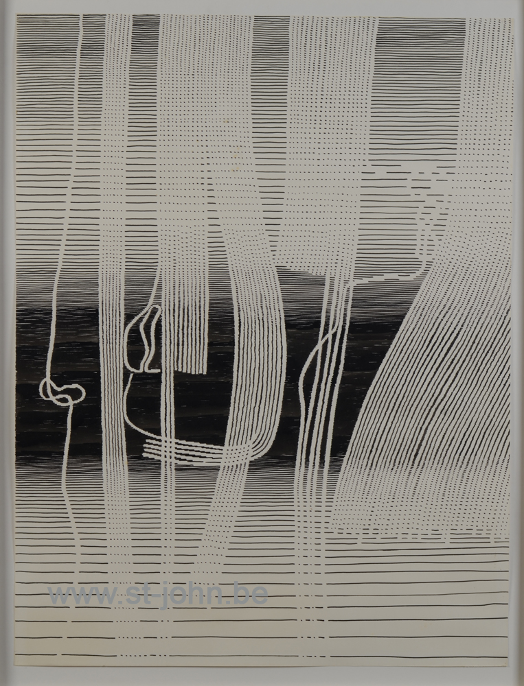 La Lyre Cassee II, 1973 (original drawing). — <p>
	La Lyre Cassee II, chinese ink on paper, titled, signed and dated 17th September 1973 at the back, 67 x 51 cm. Catalogue raisonne 1973-128, exhibited at the Museum DHondt-Dhaenens in 1984.</p>