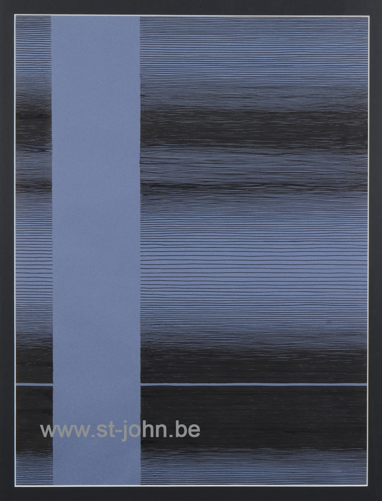 Modulation Bleue avec la Verticale, 1973 (original drawing). — <p>
	Modulation Bleue avec la verticale, chinese ink on blue paper, titled, signed and dated 8th May 1973 at the back, &nbsp;65 x 50 cm. Catalogue Raisonne 1973-73, exhibited at the Museum Dhondt-Dhaenens in 1984.</p>