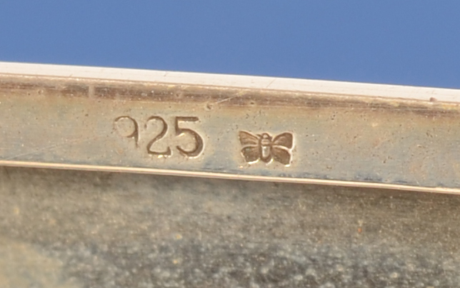 Gideon E. Bek — Alloy mark for sterling and makers mark (butterfly)