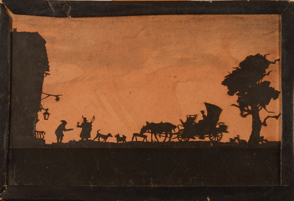 Silhouette cutting — collage en silhouette, ca. 1900?