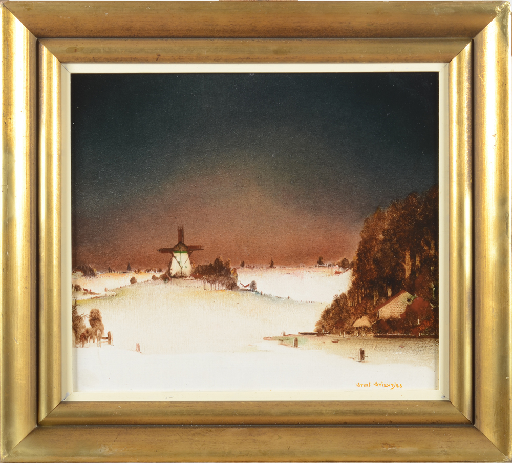 Staf Stientjes — The oil painting in its frame.