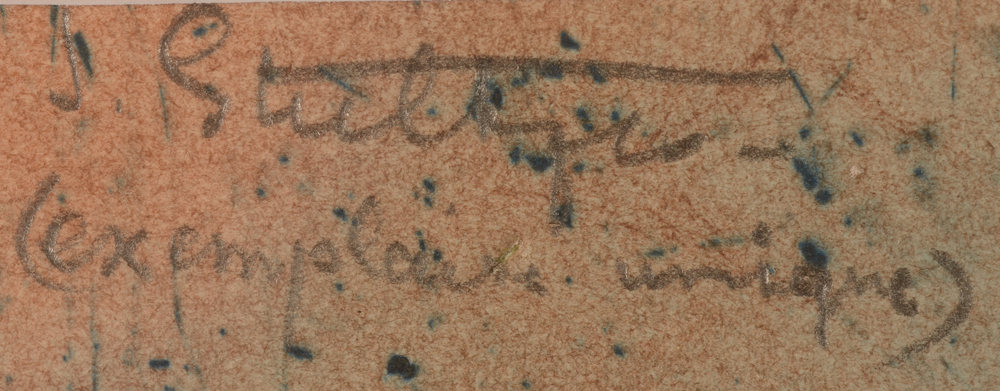 Jan Willem Grinwis Plaat Stultjes — Signature of the artist and justification, top left