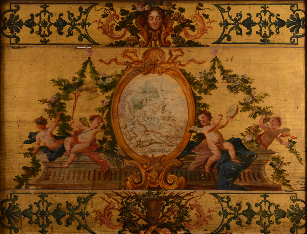 18th century decorative painting — Belle peinture, huile sur bois, probablement Flandre (Gand?)
