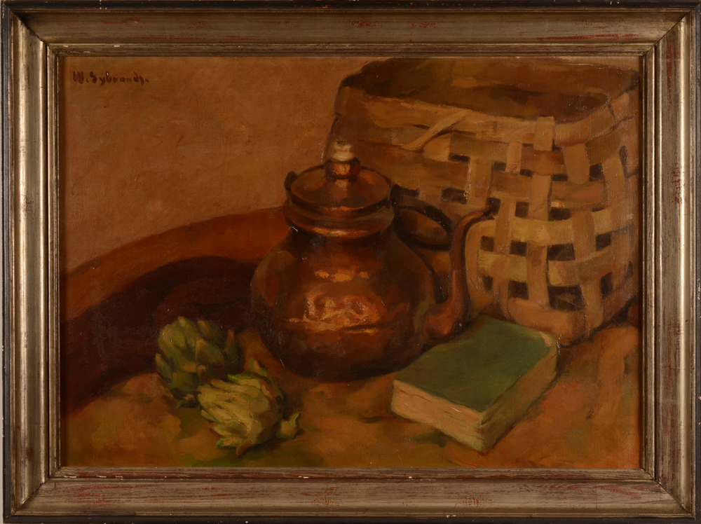 Wilfried Sybrands still life with artichokes — With the original frame