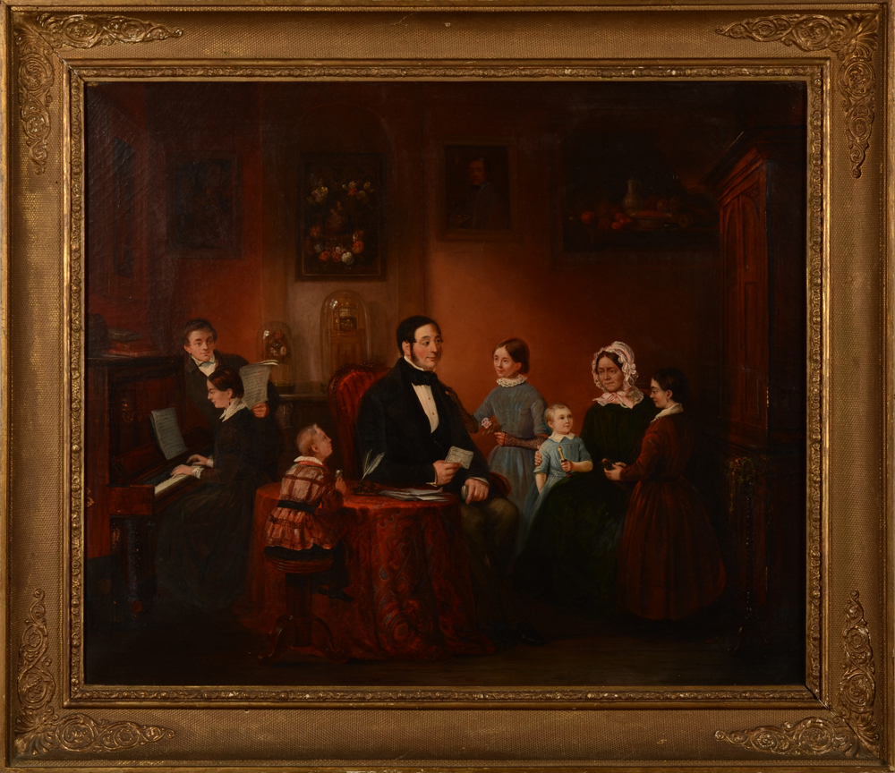Jean Baptiste Tetar Van Elven — Portrait de famille, huile sur toile, daté 1851.